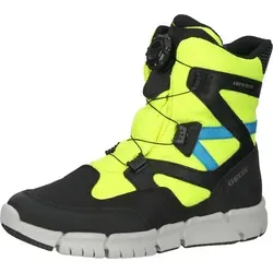 Geox J Flexyper Boy B Abx Ankle Boot, Fluo Yellow Schwarz - Wanderschuhe mit flachem Absatz, kalt gefüttert und ideal für aktive Kinder, die auch bei kühleren Temperaturen Abenteuer erleben wollen.