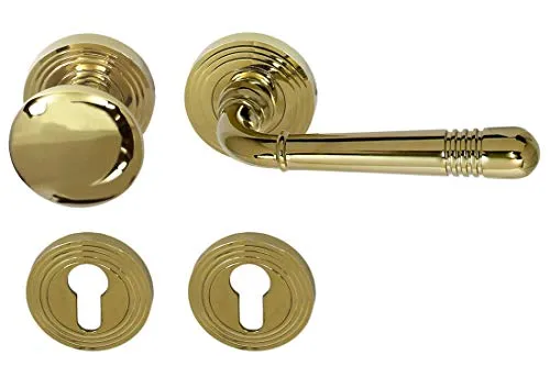 Türbeschlag 1662 Helena R WE Rechts Messing poliert PVD Türklinke