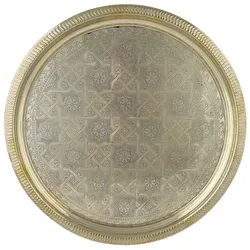 Marrakesch Dekotablett Nacera Gold 38cm - Dekotablett Nacera in Gold, handgearbeitet und vielseitig einsetzbar – ideal für elegante Deko in jedem Raum, sei es als Serviertablett oder stilvolle Kerzenablage.
