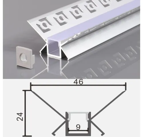 ENERGMiX LED-Stripe-Profil 2m Alu Profile Unterputz Profil Trockenbau Schiene Kanal System mit, Aluprofil mit Milchglas Abdeckung Unterputz einabu von LED-Streifen