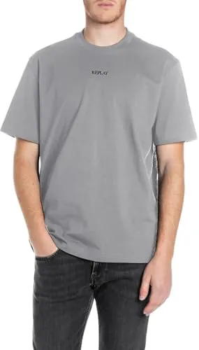 Replay Oversize-Shirt, Gr. M, lead grey - Klassisches Herren-T-Shirt mit lässigem Oversize-Schnitt und modischem Aufnäher. Der elastische Jerseystoff sorgt für weichen Fall und hohen Tragekomfort.