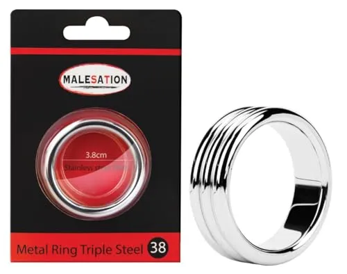 MALESATION Metal Ring Triple Steel 3.8 cm aus Edelstahl, 1er Pack