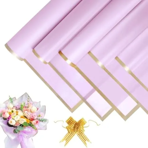 Blatt Blumenstrauß Geschenkpapier - Wasserdicht Wrapping Paper, Blumen Papier mit Band, Blumenpapier für Geschenkverpackungen, Blumen, Kunst und Handwerk (Violett, 58x58cm) 20