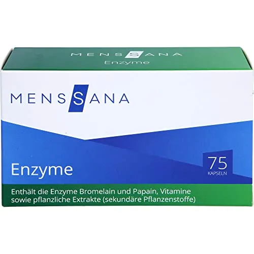 Enzyme Menssana 75 ST - Nahrungsergänzungsmittel mit Bromelain und Papain, unterstützt die Verdauung und enthält wertvolle Vitamine, ideal für eine gesunde Lebensweise.