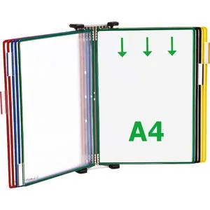 tarifold Wand-Sichttafelsystem 414109 - DIN A4, 10 farbsortierte Sichttafeln für optimale Dokumentenpräsentation und schnellen Zugriff