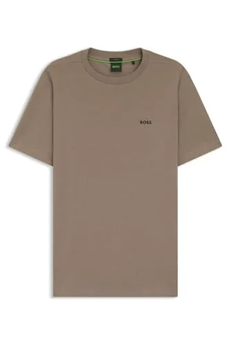 BOSS GREEN Rundhalsshirt Tee mit gummiertem Kontrast-Logo - Vielseitiges Rundhalsshirt für jeden Anlass. Das leichte Shirt bietet elastischen Komfort und eine stylische Logostickerei. Ideal kombinierbar mit Jeans oder unter einem Sakko für einen eleganten Look.
