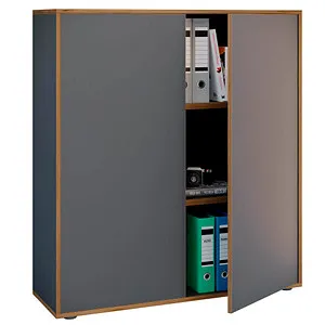 VCM my office Aktenschrank Salia - anthrazit & honig-eiche - Büromöbelprogramme mit 2 höhenverstellbaren Fachböden für bis zu 3 Ordnerreihen. Der widerstandsfähige Aktenschrank bietet modernen Stil und sorgt für Ordnung im Büro.