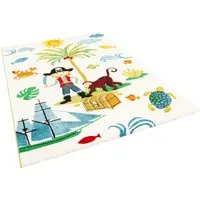 Pergamon Kinder Teppich Maui Kids Piratenwelt - Bunt & Abenteuerlich - Teppich fürs Kinderzimmer, schadstoffgeprüft nach Öko-Tex Standard 100, ideal für kleine Piraten mit Fußbodenheizung geeignet und schonend für Parkett.