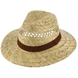 Fiebig Strohhut Traveller mit braunem Ripsband - Eleganter Strohhut aus 100% Stroh in gelb, Größe 57, ideal für sonnige Tage und stilvolle Auftritte.