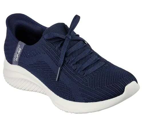 Skechers Damen Ultra Flex 3.0 Brilliant Path - Navy Knit Mint Trim, 35 EU - Damen-Sneaker mit Hands Free Slip-Ins für müheloses Anziehen, luftgekühltem Memory-Schaum und einem Stretch-Fit-Design für optimalen Komfort.