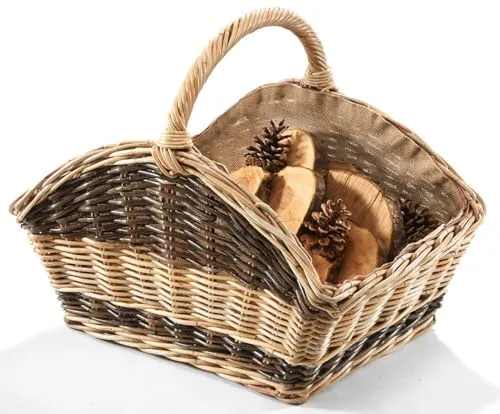 Kobolo Kaminholzkorb aus Rattan mit Jutestoff - Dekorativer Kaminholzkorb aus Rattan, stabil und mit leicht herausnehmbarem Jutefutter für einfache Reinigung. Ideal zur stilvollen Aufbewahrung von Kaminholz und schützt Ihre Wohnung vor Rückständen.
