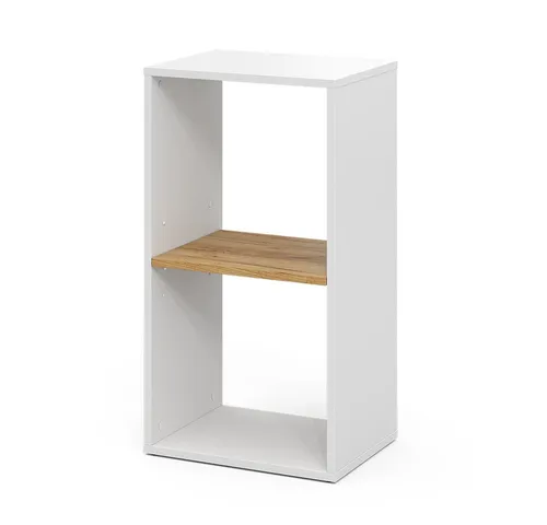 Vicco Bücherregal Tomy, Weiß/Goldkraft Eiche, 40 x 74 cm - Stilvolles Bücherregal mit 2 offenen Fächern, ideal für Bücher und Deko. Verleihen Sie Ihrem Raum eine persönliche Note und schaffen Sie eine gemütliche Leseecke.