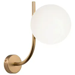 Wandleuchte Rendez-Vous Messingfarben - Elegante Wandlampe für Ihr Zuhause - Lampen: Die stilvolle Wandleuchte RENDEZ-VOUS in Messingfarben schafft mit ihrem Milchglas eine harmonische Lichtverteilung und ist perfekt für Wohnzimmer, Schlafzimmer und Küche.
