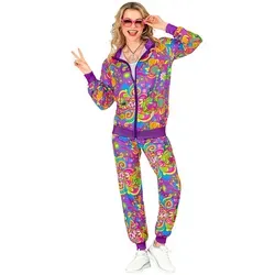 W WIDMANN MILANO Party Fashion - Kostüm Trainingsanzug, Peace Love Hippie im 80er Jahre Stil, leuchtende Farben und ideal für Gruppenkostüme