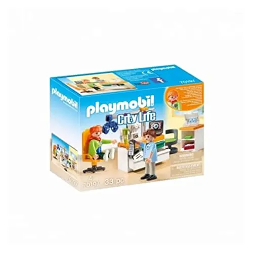 PLAYMOBIL 70197 Augenarzt - Spielfigur Spielset - Erlebe den Augenarzt mit speziellen Geräten und einem Stickerbogen für Brillenmodelle. Ideal für Kinderhände, robust und leicht zu reinigen. Perfekt für kreative Rollenspiele!