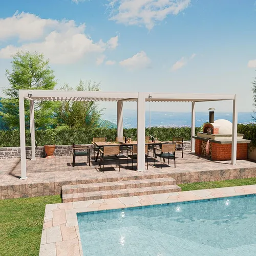 Classic Pergola Aluminium freistehend 3 x 7,2 M weiß - Stilvolle, freistehende Pergola aus Aluminium, ideal für Garten und Terrasse. Schafft einen einladenden Schattenplatz und ist wetterbeständig für langanhaltende Freude.