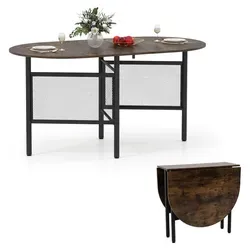 COSTWAY Klappbarer Esstisch für 6-8 Personen, ovaler Küchentisch