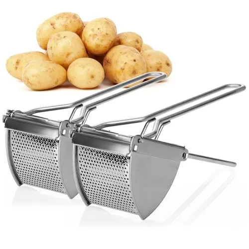 com-four® 2x Kartoffelpresse aus rostfreiem Edelstahl, spülmaschinengeeignet