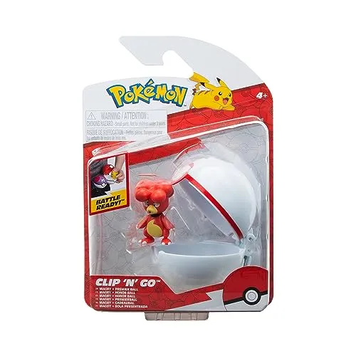 Pokémon PKW3139 - Clip'n'Go Poké Balls - Magby & Premierball, offizieller Pokéball mit 5 cm Figur