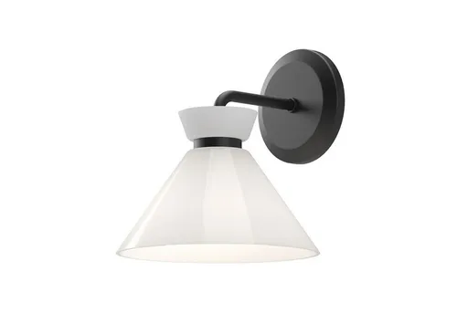 Licht-Erlebnisse Wandleuchte HIDEO, ohne Leuchtmittel, Metall Glas E14 22,2 cm hoch Schwarz Weiß Retro Design