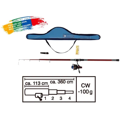 Feederrute Karpfenrute Aal Angel Set Allround Combo 3,60m Rolle Aalrute Crivit