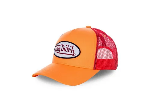 Von Dutch Trucker Cap - Klassische orange Meshcap - Stilvolle Von Dutch Trucker Cap aus 100% Polyester. Die klassische Form mit Logo-Patch und Druckknopfverschluss sorgt für einen einzigartigen Look und hohen Tragekomfort.