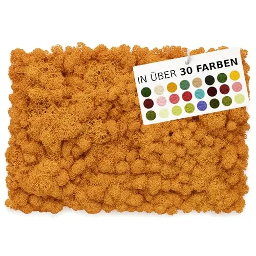 NaDeco Island-Moos in 30 Farben zur Wahl, fluffig & prall, echtes Moos zum Basteln, Wand Deko Moss, für Moosbild Mooswand Moosplatten Kugelmoos Dekoration Ostern Weihnachten, Farbe:Mango