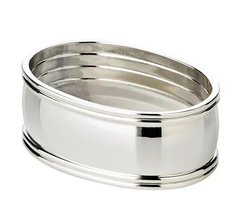 EDZARD Serviettenring Faden, Stahl, 4er-Set, oval, Silber-Optik, vernickelt, H 2 cm