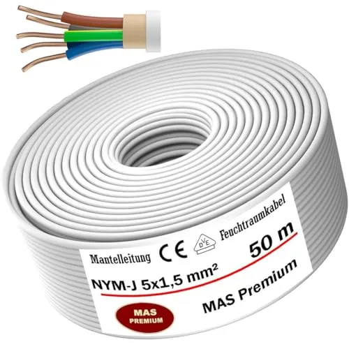 MAS Premium Feuchtraumkabel NYM-J 5x1,5 mm² – 50 m
