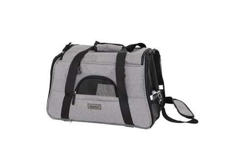 lionto faltbare Hundetransportbox mit Tragegriffen, 49x27x31 cm, grau - Tragetaschen für Hunde, ideal für Reisen und Tierarztbesuche, mit robustem Oxford-Stoff, luftdurchlässigem Netz und extra Sicherheitsfeatures für Ihr Haustier.