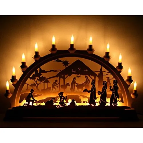 KWO Schwibbogen Christigeburt 65x40cm - Schwibbogen mit elektrischer Beleuchtung, ideal für festliche Dekoration und gemütliche Atmosphäre in der Weihnachtszeit.