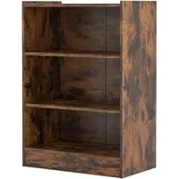 Costway Bücherregal Vintagebraun 3 Fächer 30 x 50 x 75 cm - Praktisches Bücherregal mit 3 verstellbaren Fächern und Kippsicherung, ideal für Wohnzimmer oder Arbeitszimmer. Modernes Design und robuste Bauweise für eine individuelle Anpassung Ihrer Aufbewahrung.