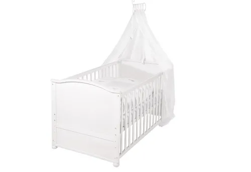 roba® Babybett Fox & Bunny 70 x 140 cm - Höhenverstellbares Gitterbett inkl. Matratze, Bettwäsche & Himmel, ideal für Neugeborene bis 35 kg. Pflegeleichte Bettausstattung, waschbar bei 40°C.