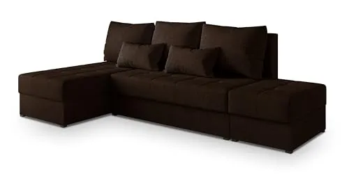 Masseno Ecksofa NORVI NV mit Schlaffunktion L-Form, Modern Sofa mit Bettkasten, Wohnzimmersofa, Couch, Soffa, Bettsofa, Couchgarnitur - Braun, Neve 28