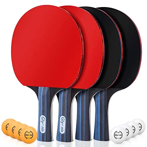 Glymnis Tischtennisschläger, Tragbares Tischtennis-Set, Premium Tischtennis Schläger Set, 3-Sterne-Tischtennisbälle, Kompakte Aufbewahrungstasche für Anfänger, Familien, Profis