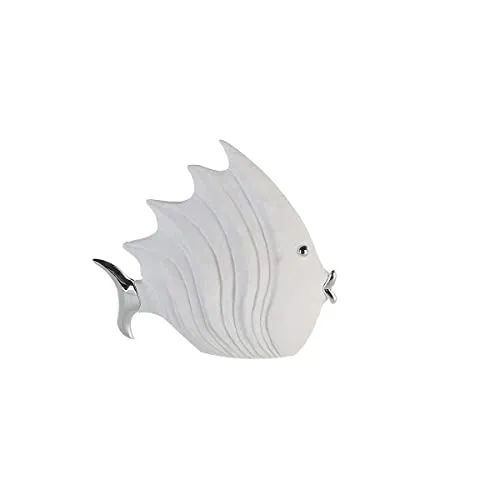 Deko Fisch in Stein-Optik, 29 x 26 cm, weiß/silber - Sammlerfigur 