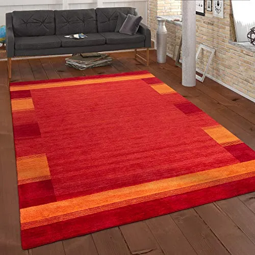 Paco Home Teppich Wohnzimmer Schlafzimmer Kurzflor Ethno Design Geometrisches Muster Handgearbeitet Gabbeh Moderne Deko, Grösse:200x300 cm, Farbe:Terracotta 5