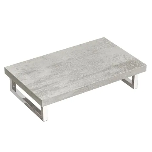 doporro Waschtischplatte 50x80cm für Aufsatzwaschbecken - Elegante Greige-Optik, hochwertige Lackfreis Holz-Platte, pflegeleicht und schimmelresistent. Inkl. stabile Edelstahl-Träger, ideal für modernes Badezimmerdesign.