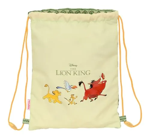 safta MUFASA Rucksack für Kinder, flach, ideal für Kinder verschiedener Altersgruppen, bequem und vielseitig, Qualität und Widerstandsfähigkeit, 26 x 34 cm, Grün/Beige, grün/beige, Estándar, Casual