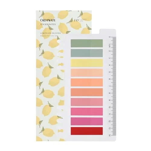 Ordinate 200 Stück Haftstreifen, Transparente Haftnotizen, sticky notes, Index Tabs klebezettel, Beschreibbare Haftmarker pastell, stationary supplies, Bücher zubehör(B - 200 Stück Lemonade Blooms)