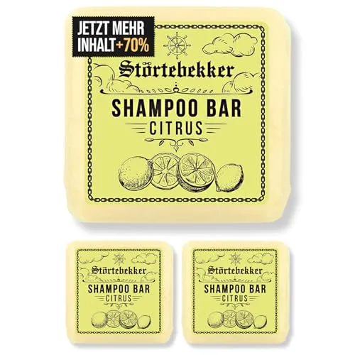 Störtebekker® Premium Shampoo Bar Citrus - 3in1 Duschseife für Haar, Gesicht & Körper - Vegan und handgefertigt, reinigt sanft und gründlich, ideal für trockene Kopfhaut. Praktisch für unterwegs, ohne Sulfate, Parabene und Silikone.