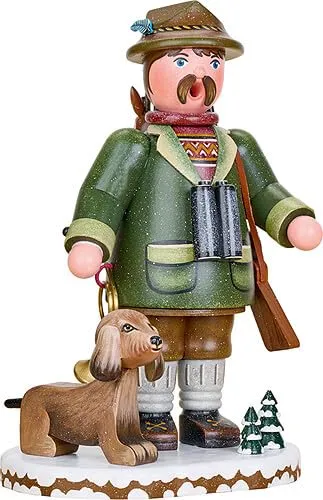 Hubrig Volkskunst Räuchermännchen Winterkinder Weidmannsheil - 20 cm - Nussknacker mit traditioneller Handarbeit, bringt festliche Stimmung und winterliches Flair in Ihr Zuhause.
