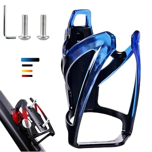 AirTag Fahrrad Getränkehalter 36g Leichtgewicht Trinkflaschenhalter für MTB Rennrad Fahrrad 4 Farben, Flaschenhalter seitliche Entnahme/Fahrrad (Schwarz Anti Diebstahl Schrauben) (Schwarz Blau)