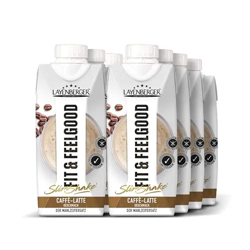 Layenberger Fit&Feelgood Slim Shake Fixfertig, trinkfertiger Mahlzeitersatz für 8 Portionen mit je 208 kcal (8x 330 ml) - Caffé Latte