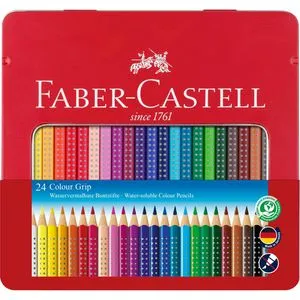 FABER-CASTELL Colour GRIP Buntstifte, 24 St. - Schreibutensilien mit ergonomischer Dreikantform und patentierter Grip-Zone für ein angenehmes Malgefühl. Ideal für kreative Köpfe und für Kleinkinder geeignet!