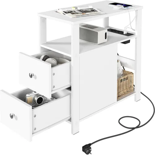 Woltu Beistelltisch mit Ladestation, modern und praktisch