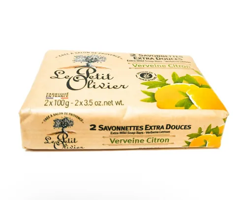 Le Petit Olivier Seife mit Zitrone und Eisenkraut 2x100g - Stückseife aus Frankreich mit erfrischendem Zitrusduft, ideal für normale Haut und pflegend durch Olivenöl. Perfekt für Hände und Körper.
