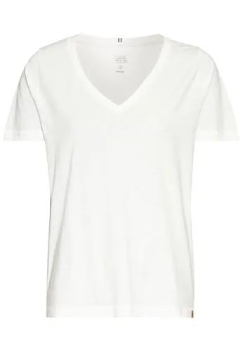 camel active T-Shirt aus reiner Baumwolle Kurzarm V-Ausschnitt