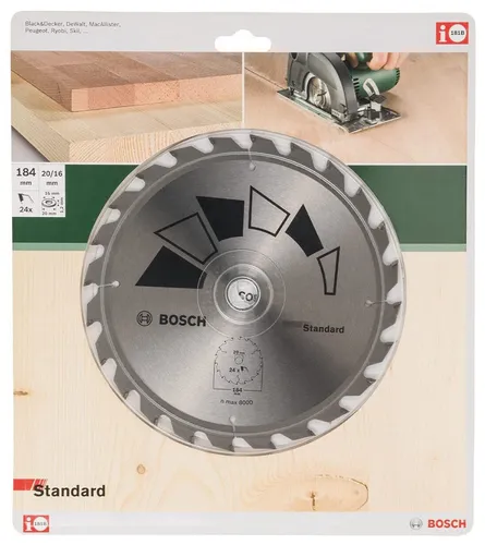 Bosch Kreissägeblatt Sägeblatt 184 x 20/16 x 2,2 Holz Handkreissägen Zähne 24