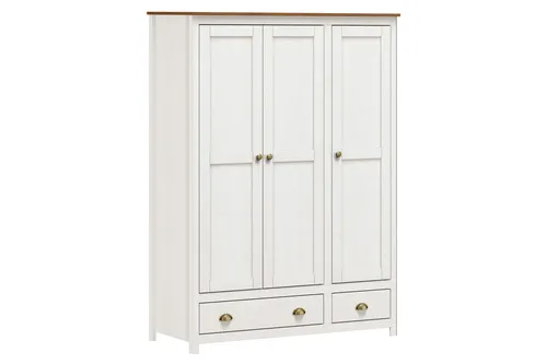 SIT Möbel Kleiderschrank | 3 Türen, 2 Schubladen | Massivholz in Weiß